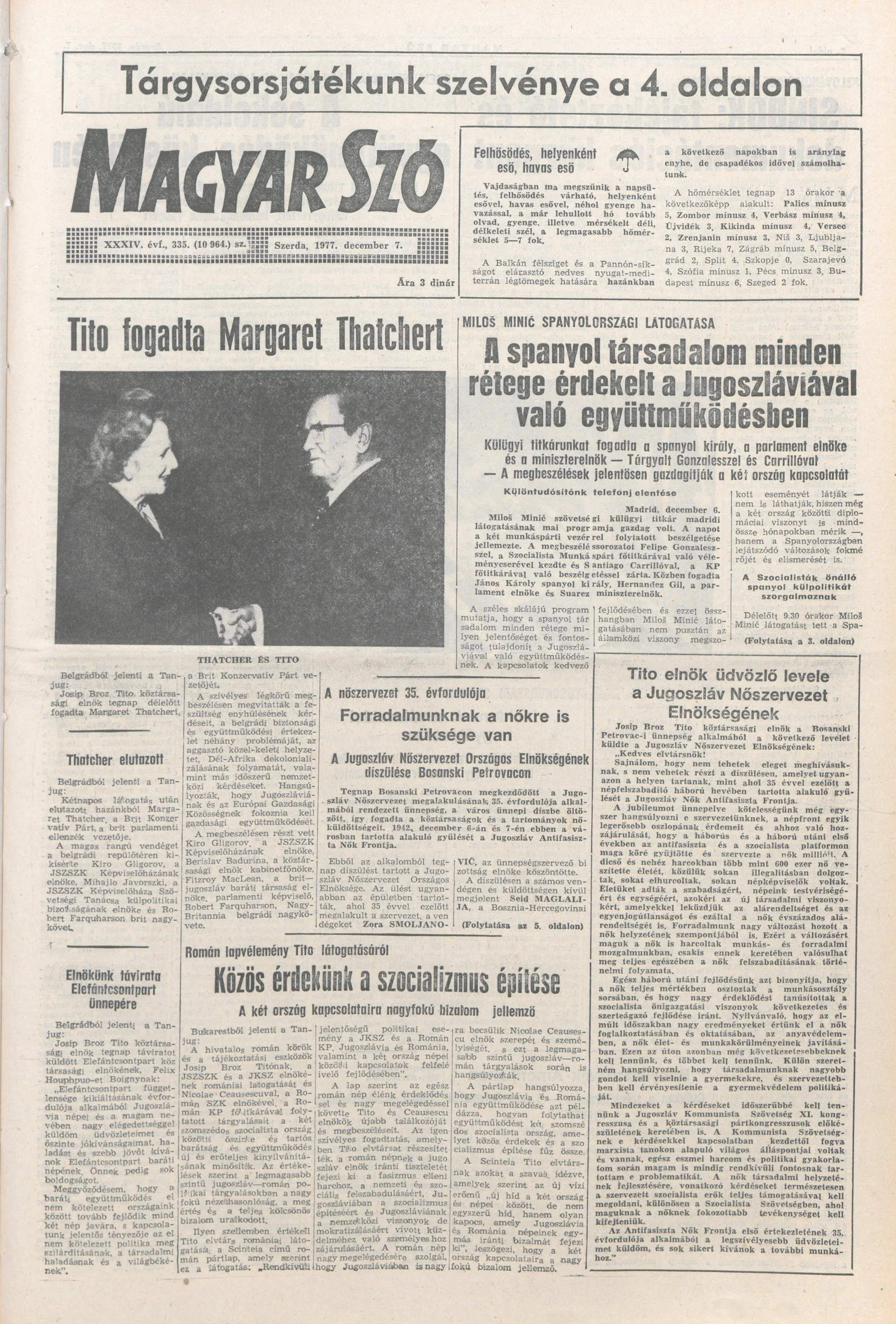 Magyar Szó, 34. évf. 1977. december 7. 335. sz.