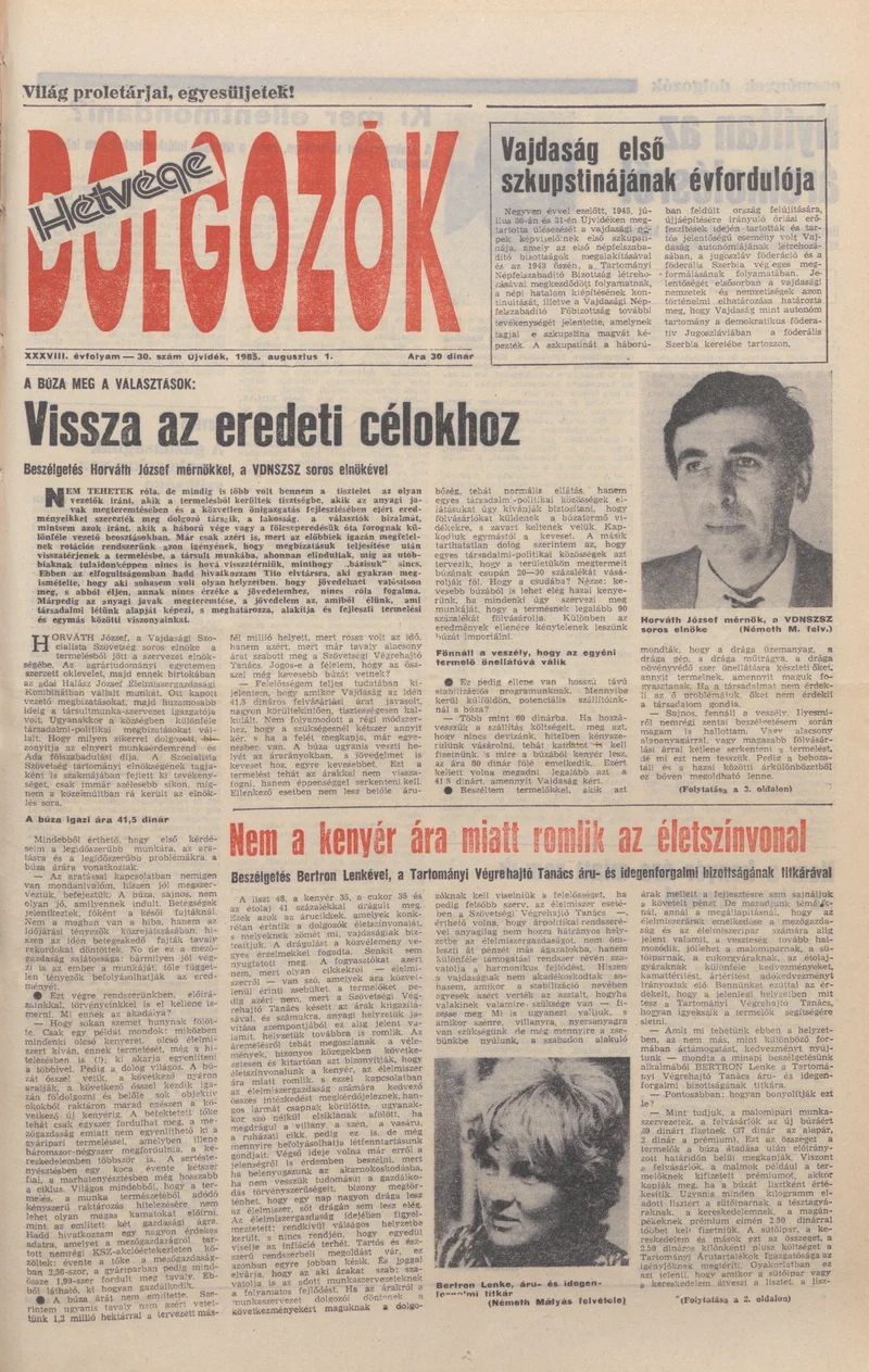 Dolgozók, 39. évf. 1985. augusztus 1. 30. sz.