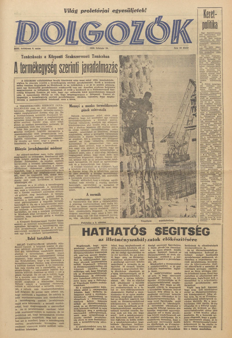 Dolgozók, 13. évf. 1959. február 20. 8. sz.