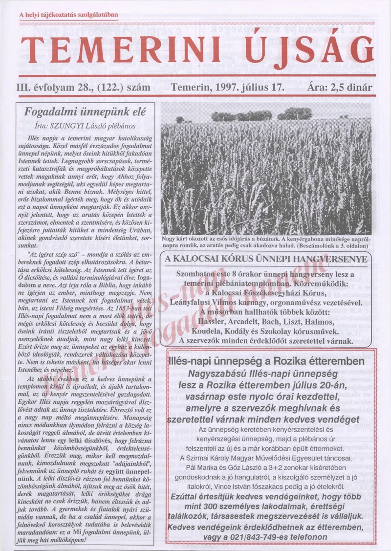 Temerini Újság, 3. évf. 1997. július 17. 28. sz.