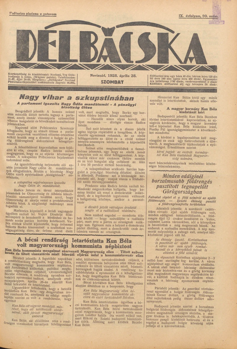 Délbácska  99. sz.