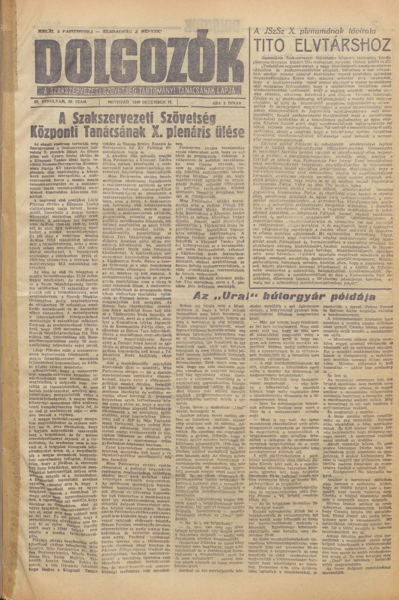 Dolgozók, 3. évf. 1949. december 16. 50. sz.