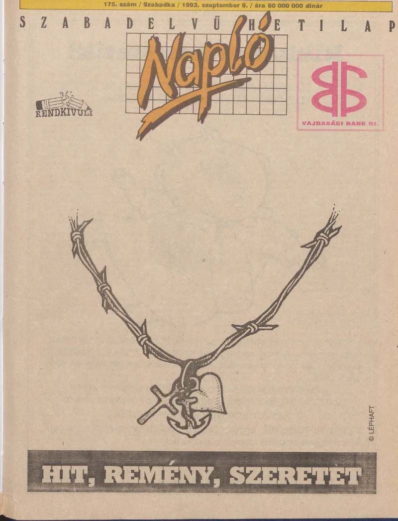 Napló - Szabadelvű hetilap, 4. évf. 1993. szeptember 8. 175. sz.