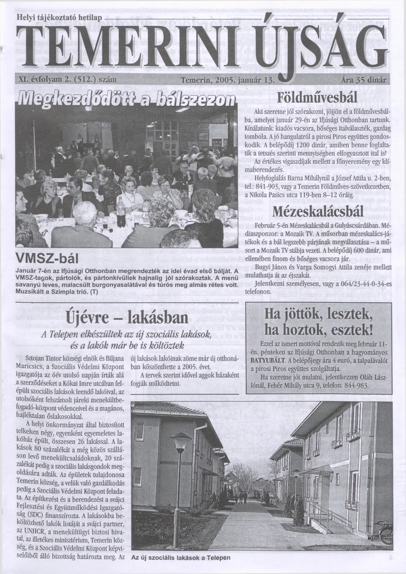 Temerini Újság, 11. évf. 2005. január 13. 2. sz.