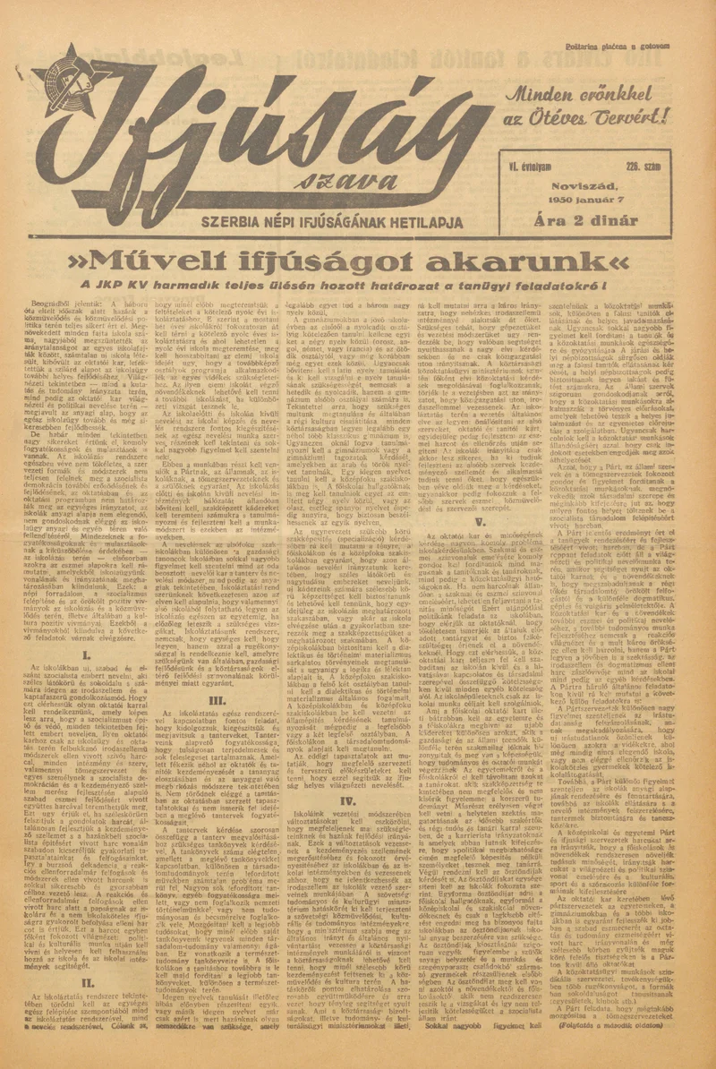 Ifjúság Szava, 6. évf. 1950. január 7. 226. sz.