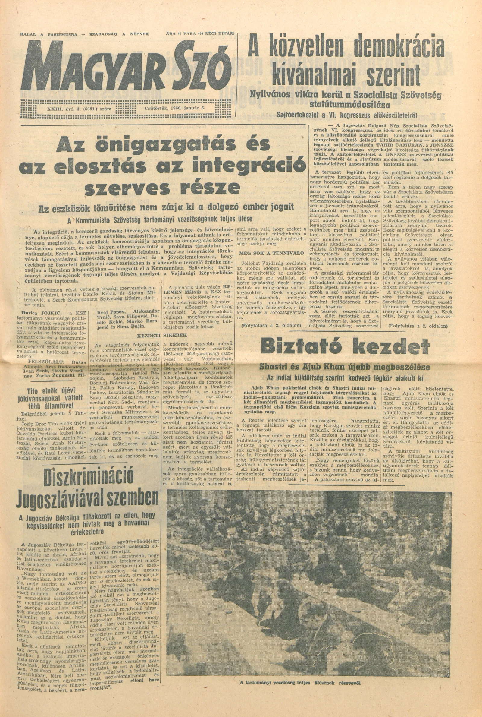 Magyar Szó, 23. évf. 1966. január 6. 4. sz. 1–12. oldal