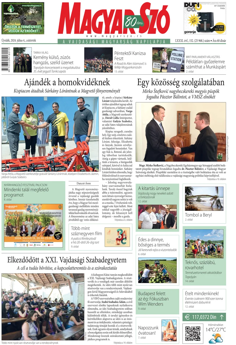 Magyar Szó, 81. évf. 2024. július 4. 152. sz. 1–20. oldal
