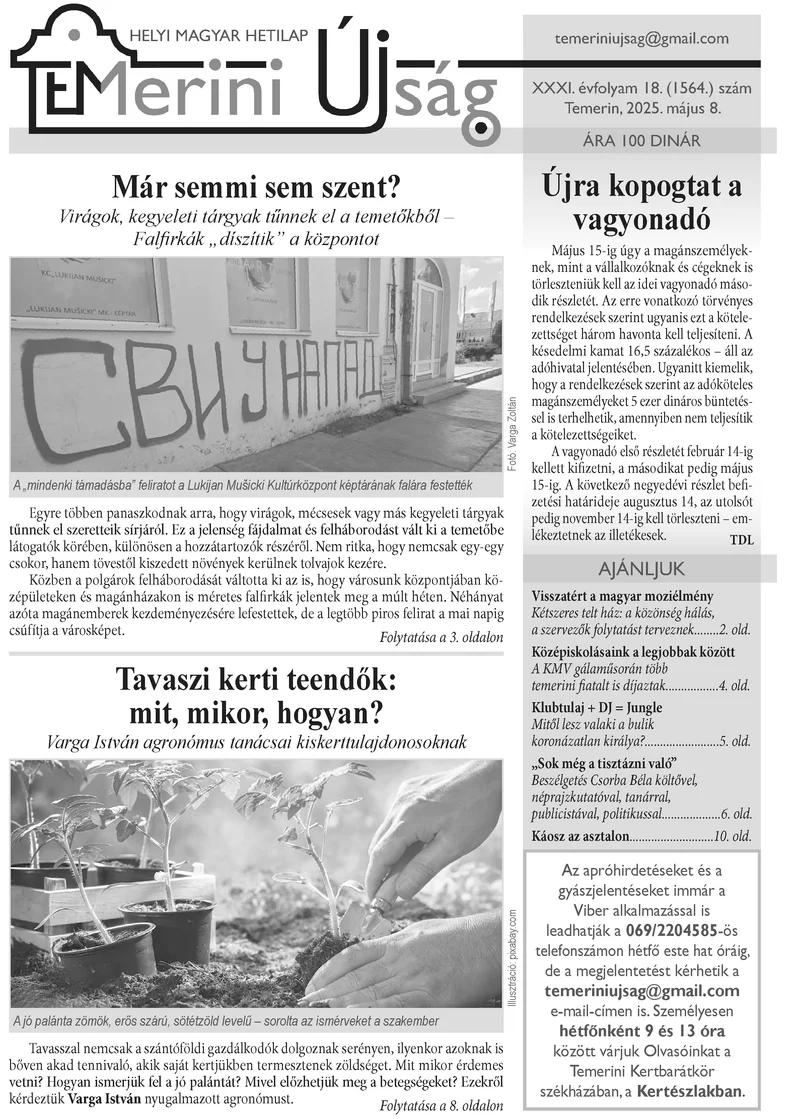Temerini Újság, 31. évf. 2025. május 8. 18. sz.