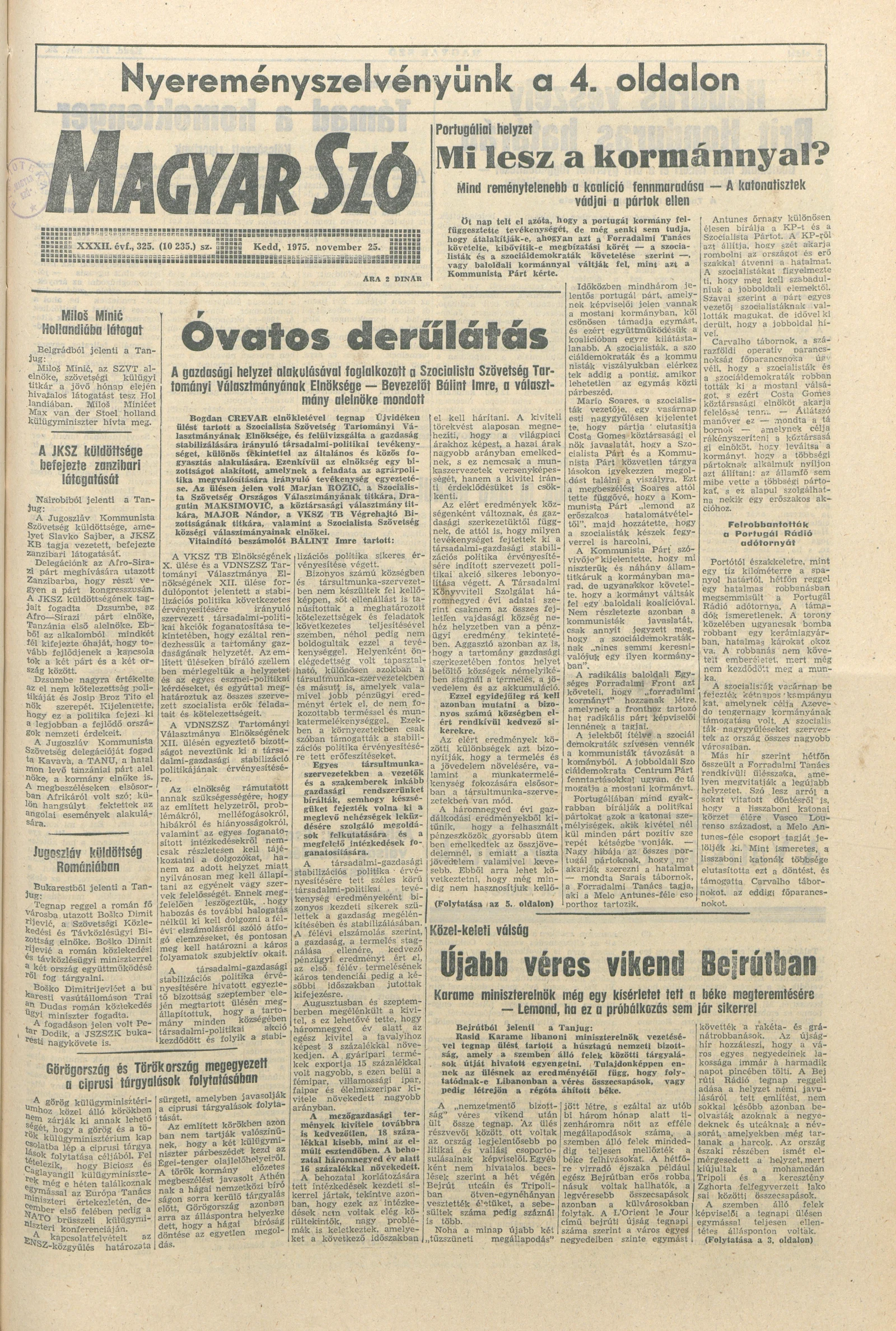 Magyar Szó, 32. évf. 1975. november 25. 325. sz.