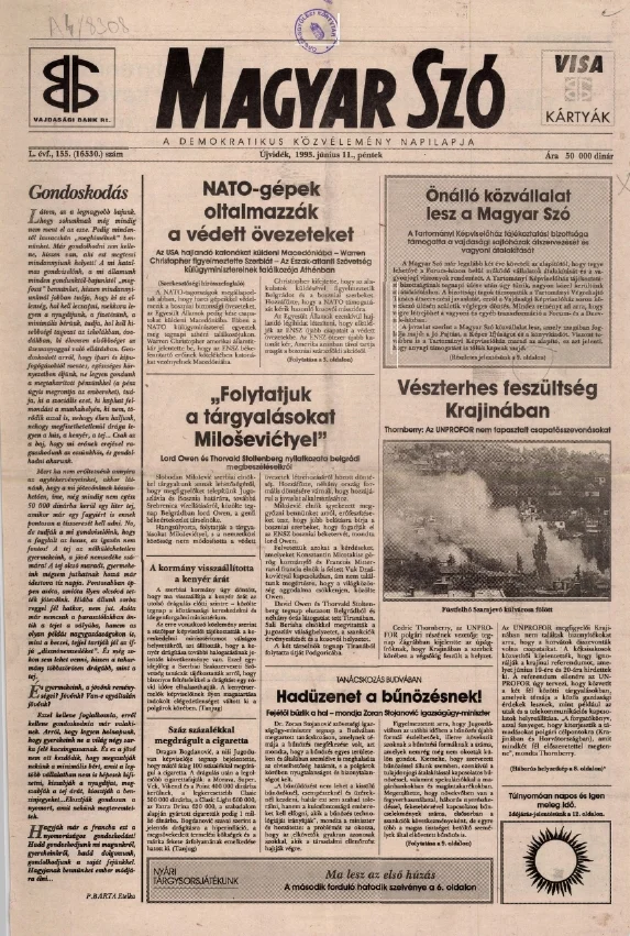 Magyar Szó, 50. évf. 1993. június 11. 155. sz. 1–16. oldal