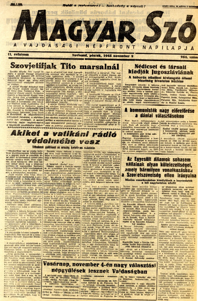 Magyar Szó, 2. évf. 1945. november 2. 254. sz. 1–4. oldal