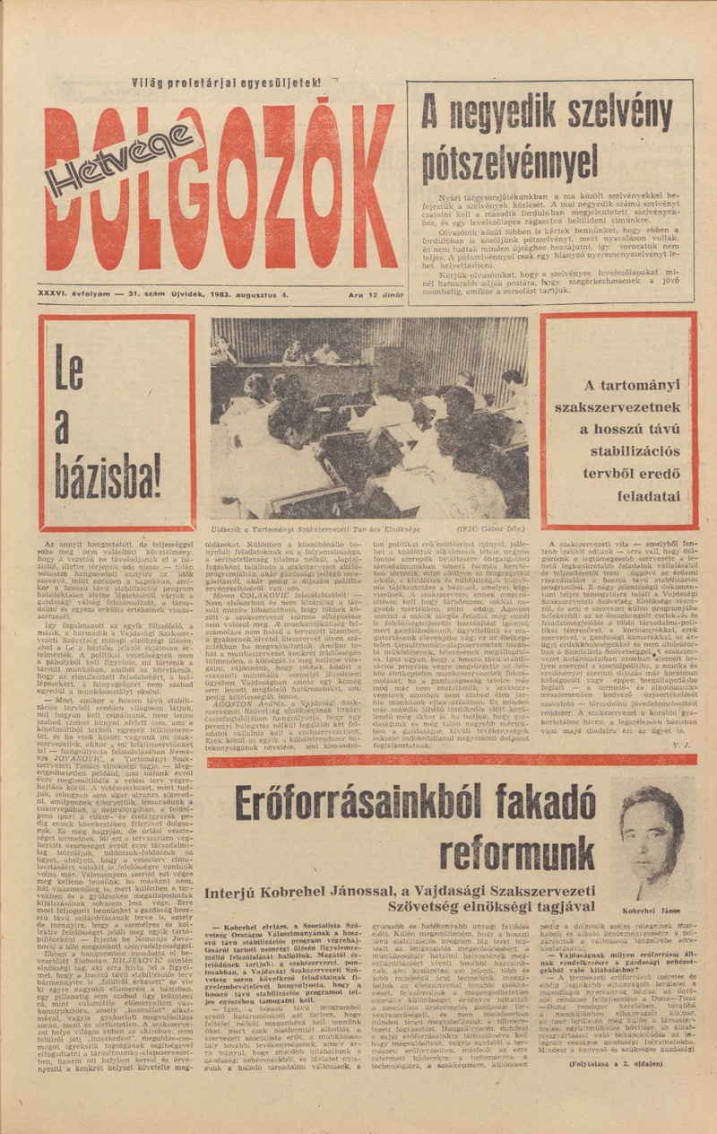 Dolgozók, 37. évf. 1983. augusztus 4. 31. sz.