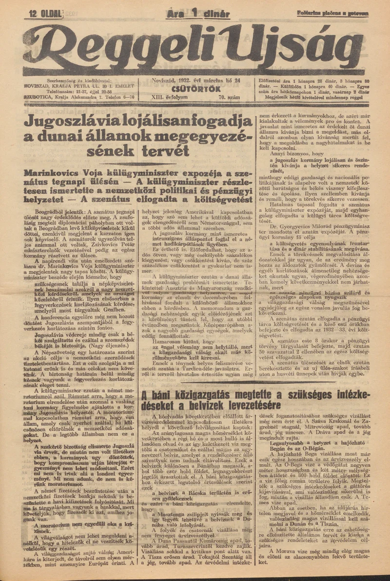 Reggeli Újság, 13. évf. 1932. március 24. 70. sz.