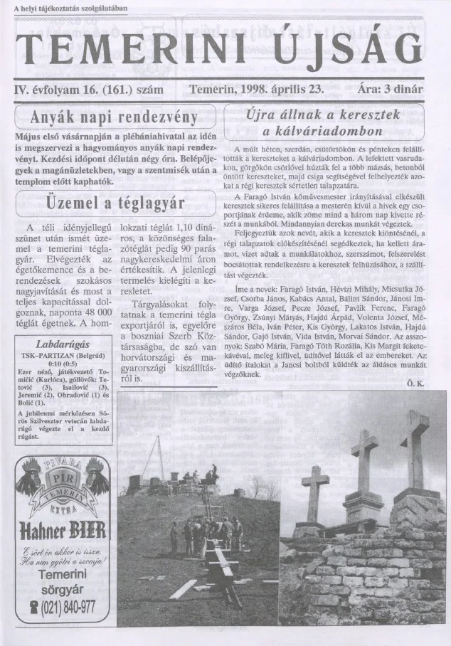 Temerini Újság, 4. évf. 1998. április 23. 16. sz.