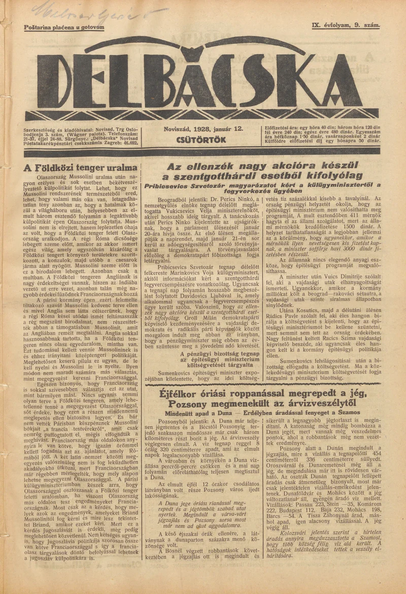 Délbácska, 9. évf. 1928. január 12. 9. sz.