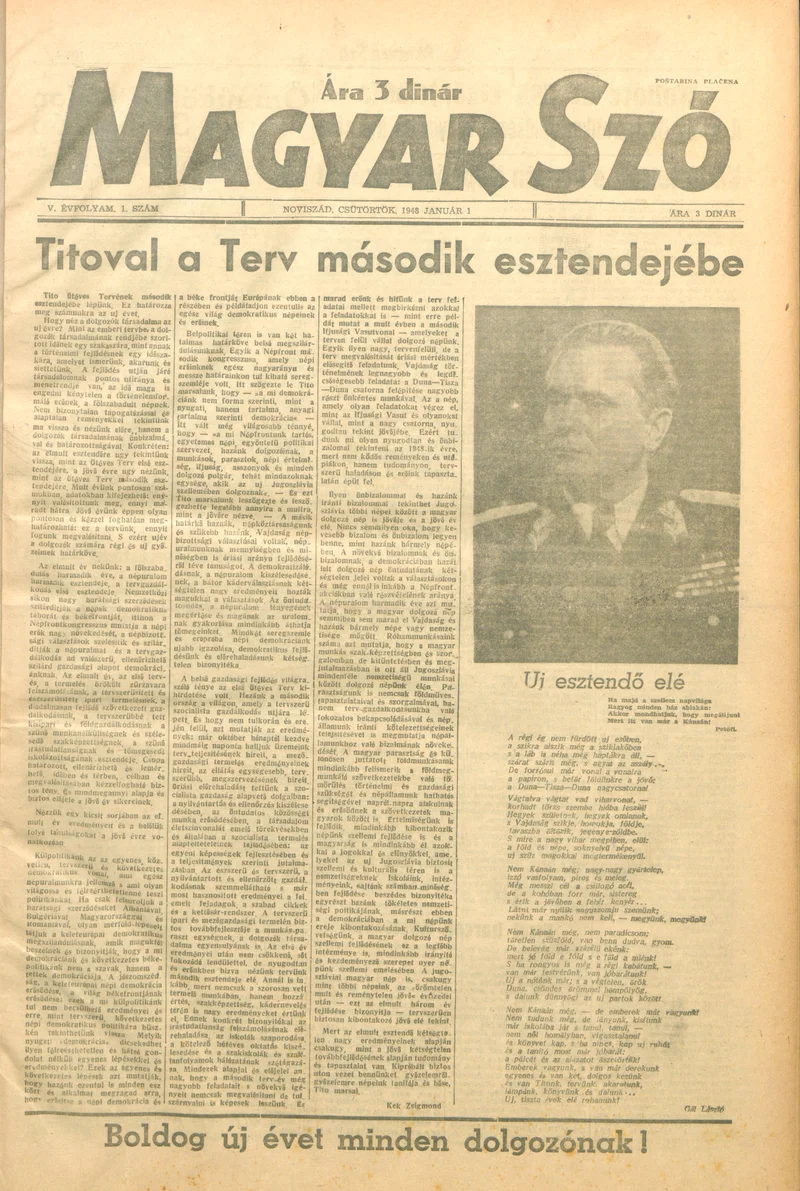 Magyar Szó, 5. évf. 1948. január 1. 1. sz. 1–14. oldal