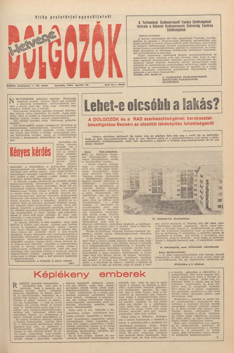 Dolgozók, 35. évf. 1981. április 16. 15. sz.