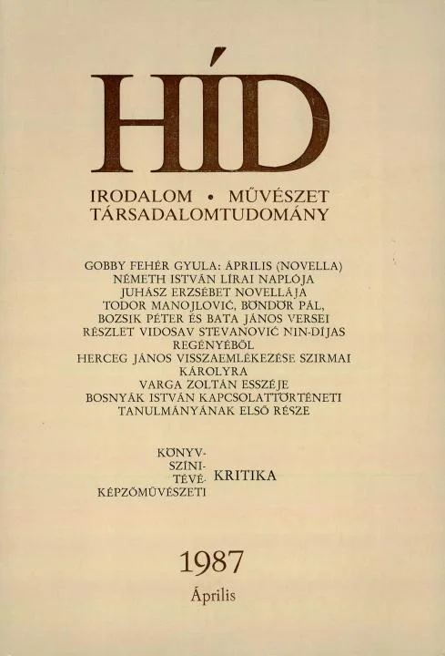 Híd, 51. évf. 1987. április. 4. sz. 437–572. oldal