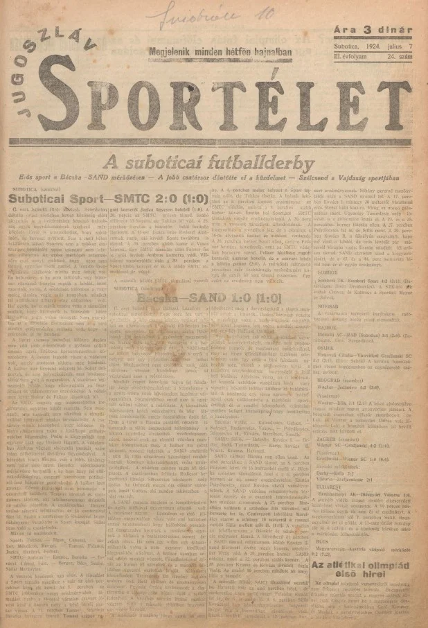 Jugoszláv sportélet, 3. évf. 1924. július 7. 24. sz.
