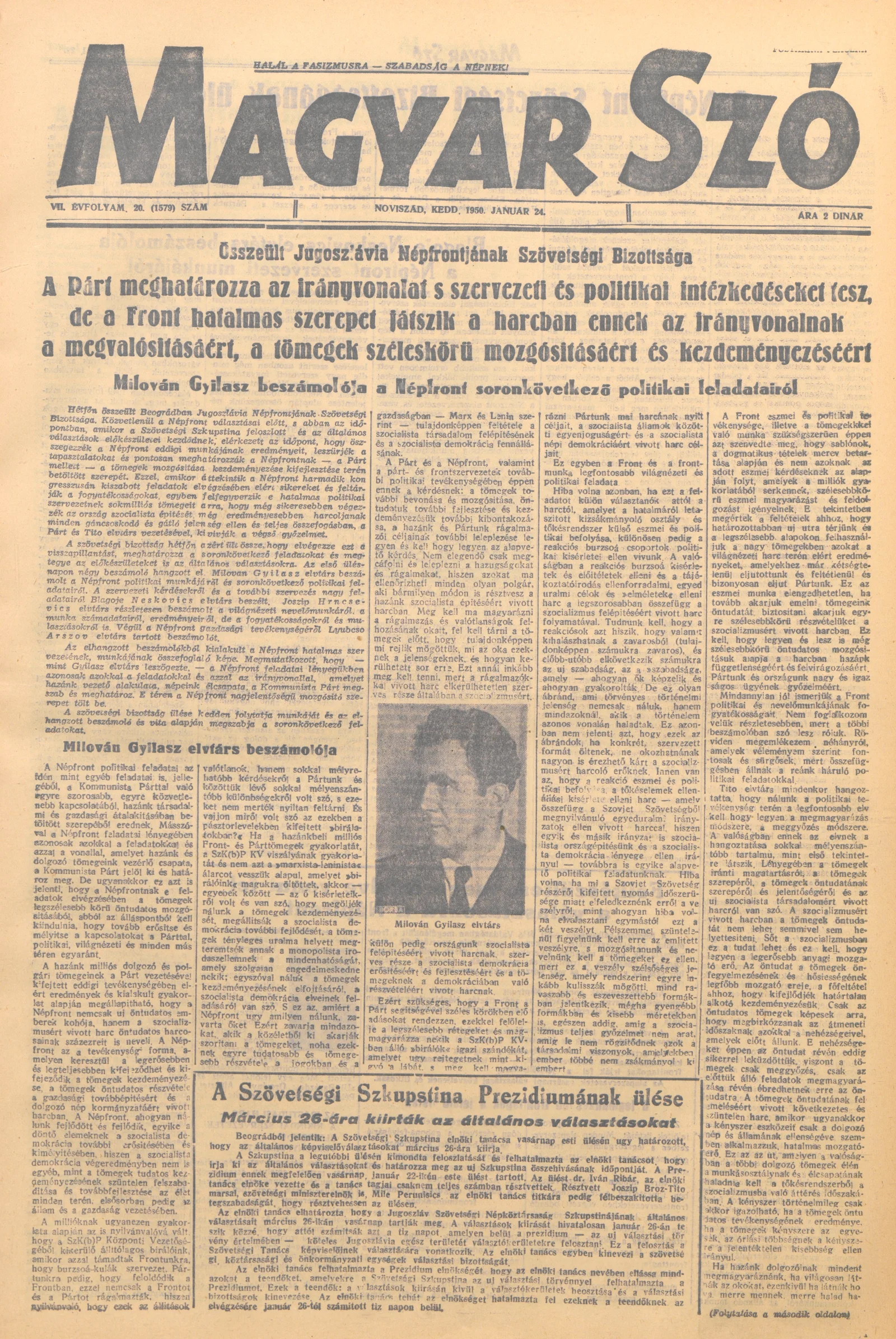 Magyar Szó, 7. évf. 1950. január 24. 20. sz. 1–4. oldal
