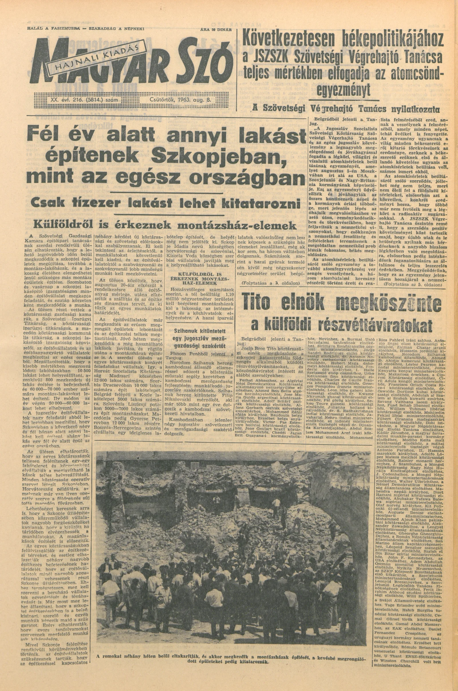 Magyar Szó, 20. évf. 1963. augusztus 8. 216. sz. 1–14. oldal