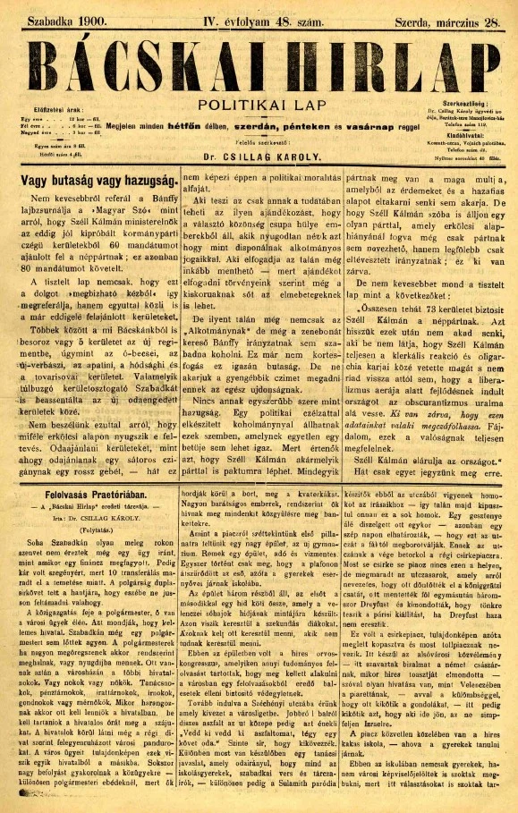 Bácskai Hirlap, 4. évf. 1900. március 28. 48. sz.
