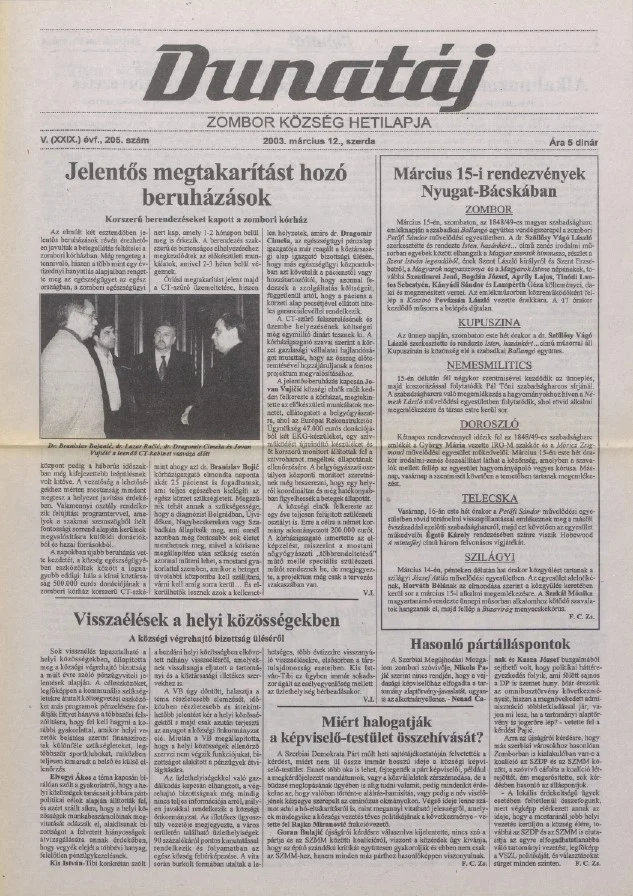 Dunatáj, 5. évf. 2003. március 12. 205. sz.