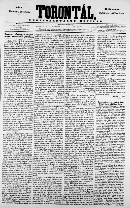 Torontál, 3. évf. 1874. október 8. 41. sz.