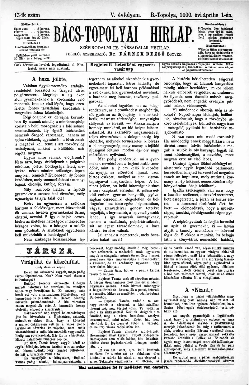 Bács-Topolyai Hirlap, 5. évf. 1900. április 1. 13. sz.