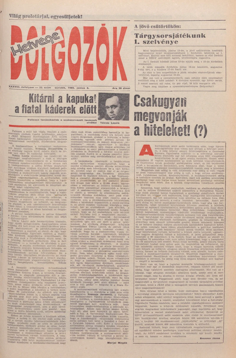 Dolgozók, 39. évf. 1985. június 6. 22. sz.