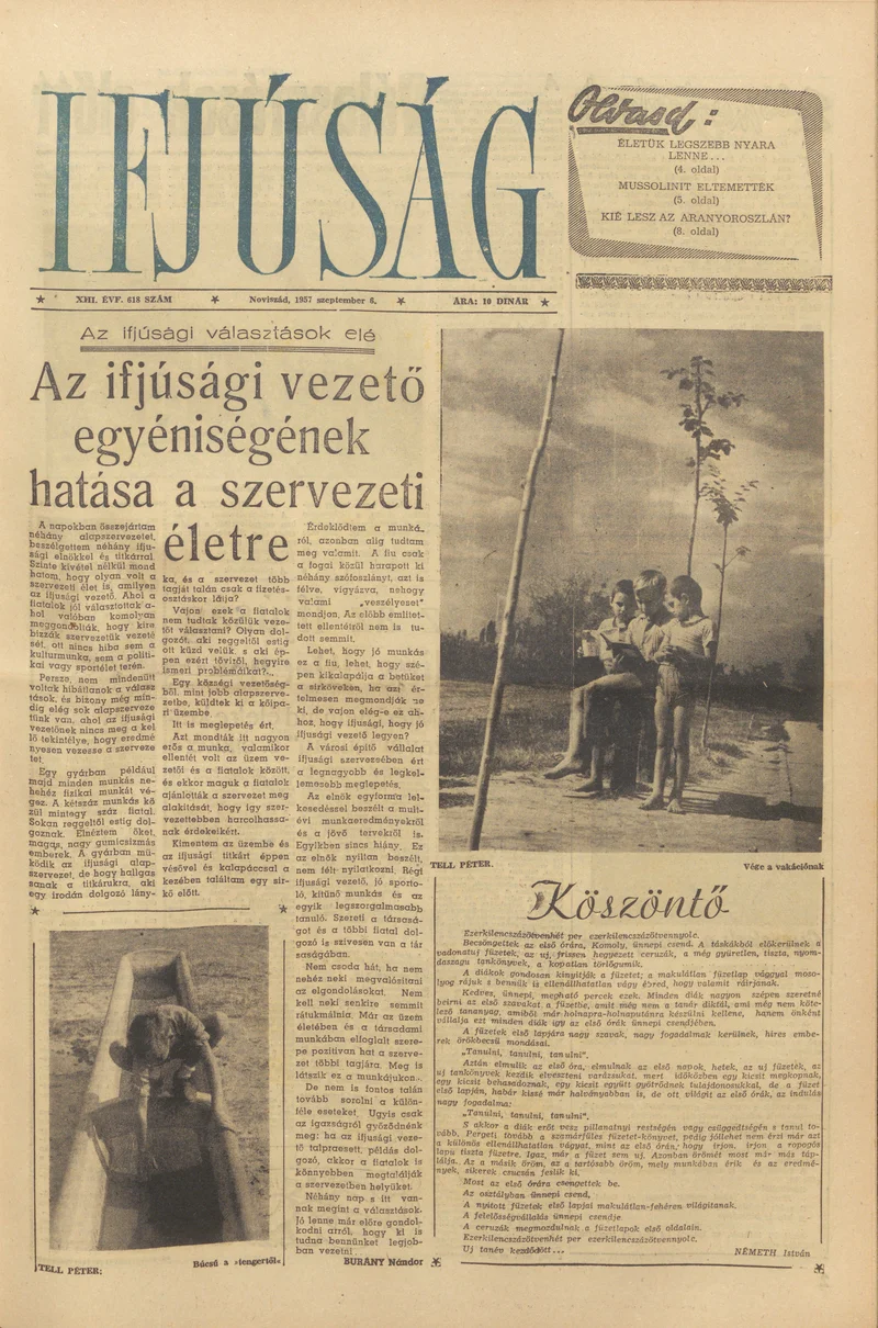 Ifjúság, 13. évf. 1957. szeptember 6. 618. sz.