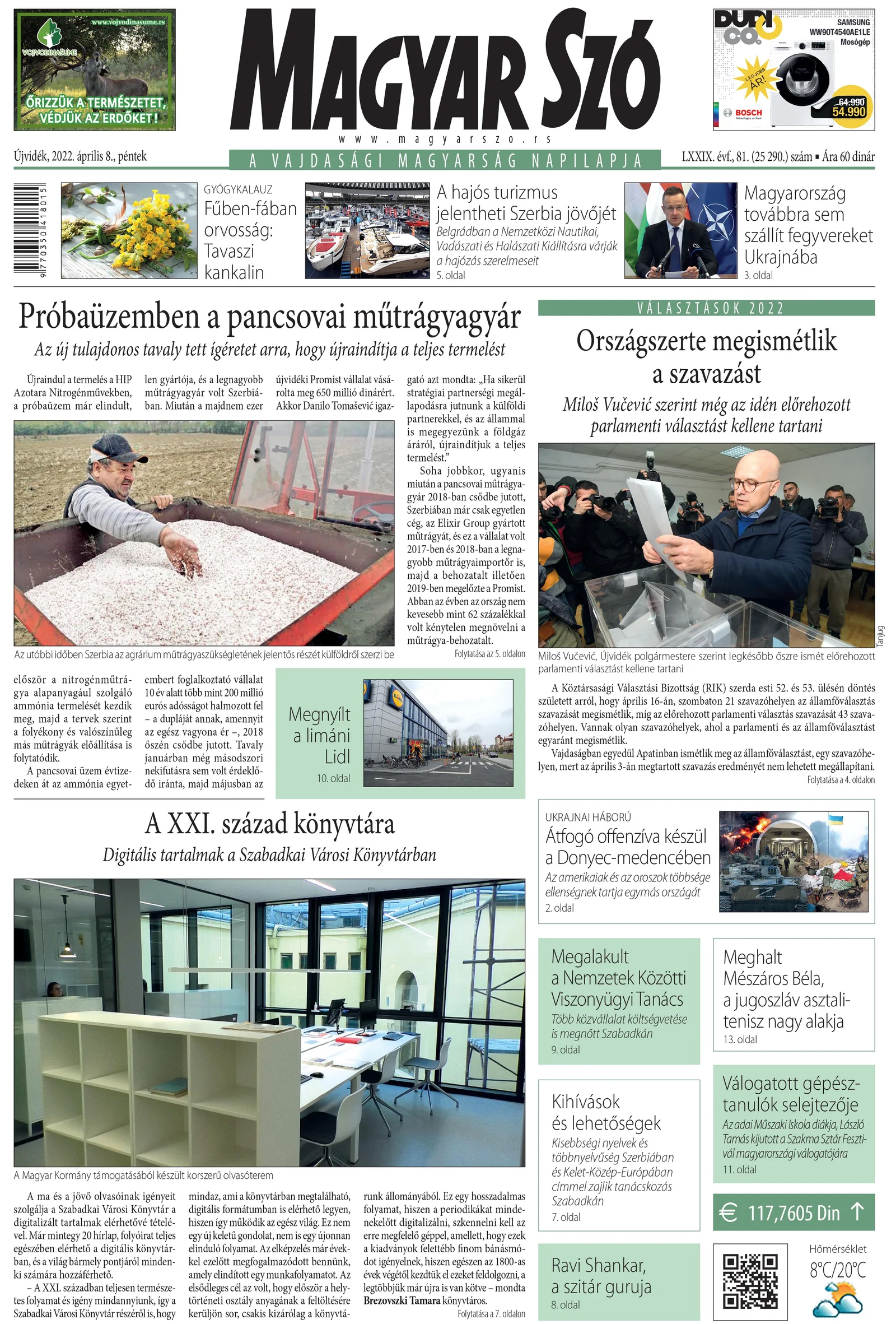 Magyar Szó, 79. évf. 2022. április 8. 81. sz. 1–16. oldal