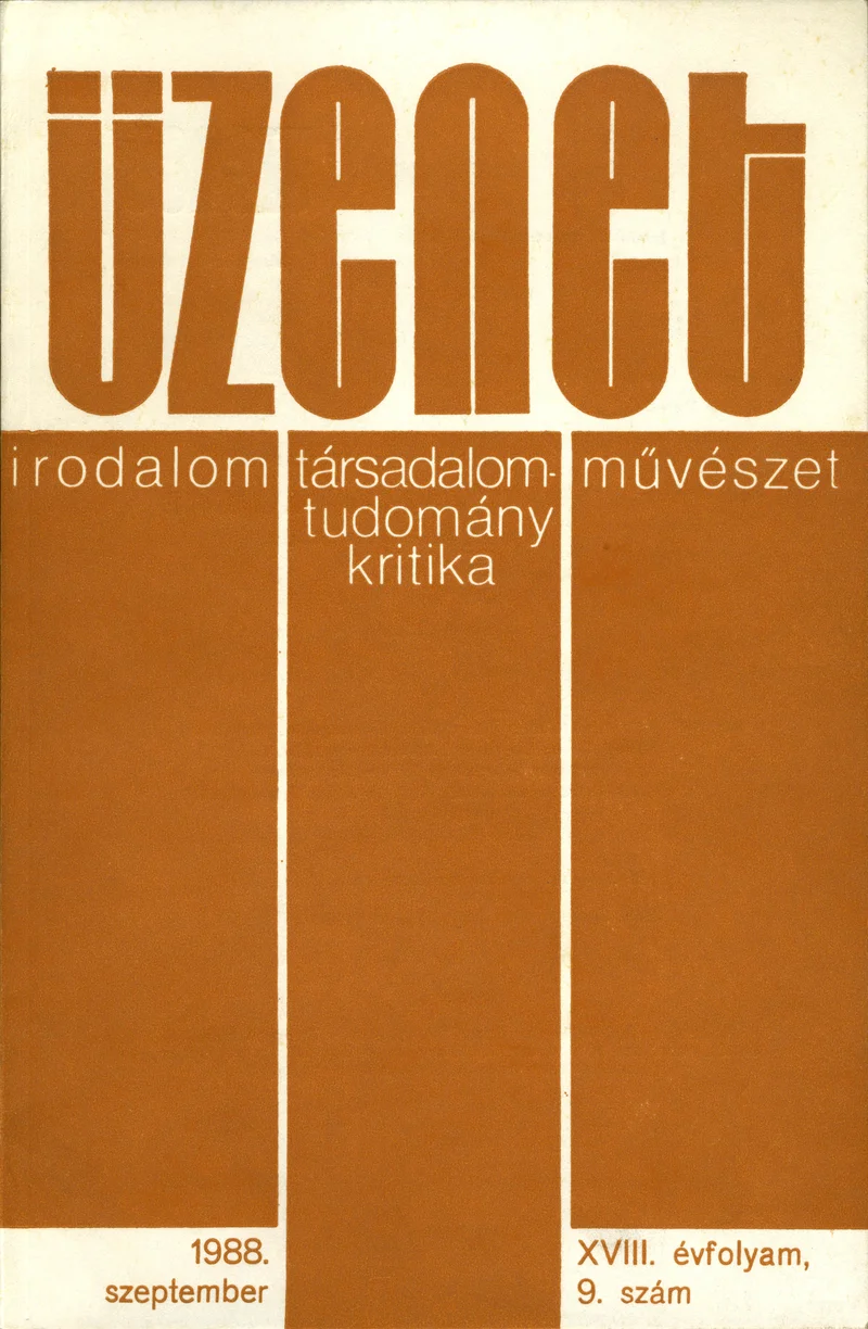 Üzenet, 18. évf. 1988. szeptember. 9. sz. 603–680. oldal
