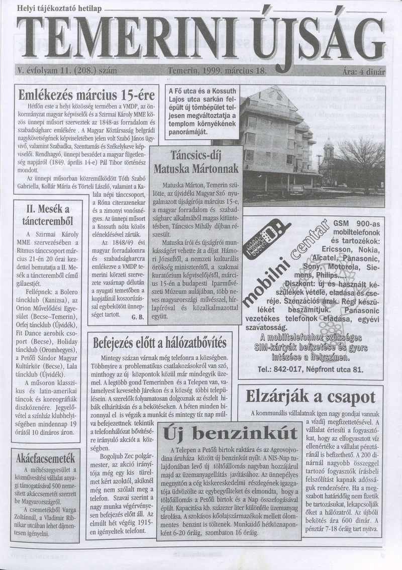 Temerini Újság, 5. évf. 1999. március 18. 11. sz.
