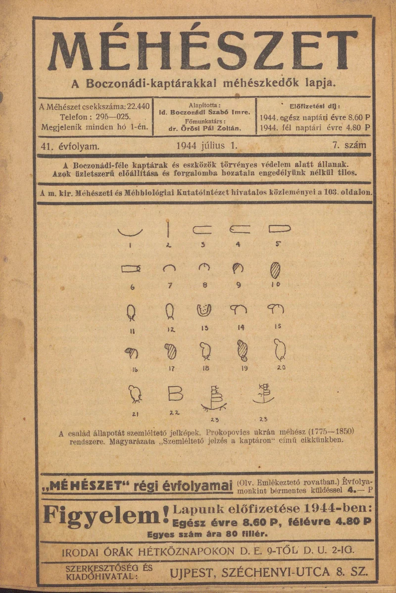 Méhészet, 41. évf. 1944. július 1. 7. sz.