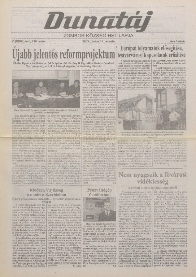 Dunatáj, 5. évf. 2003. június 11. 218. sz.