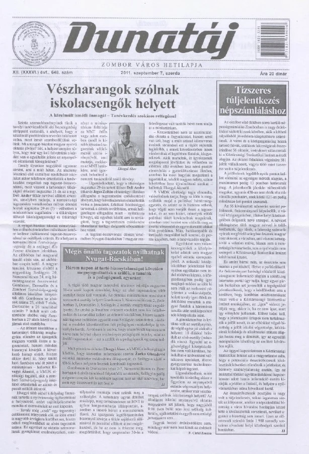 Dunatáj, 13. évf. 2011. szeptember 7. 648. sz.