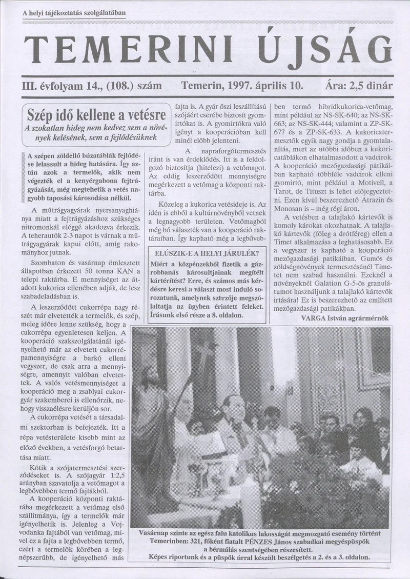 Temerini Újság, 3. évf. 1997. április 10. 14. sz.