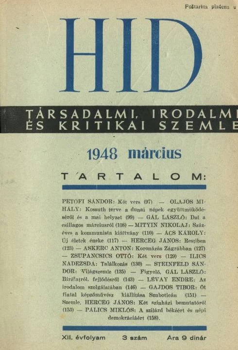 Híd, 12. évf. 1948. március. 3. sz. 97–162. oldal