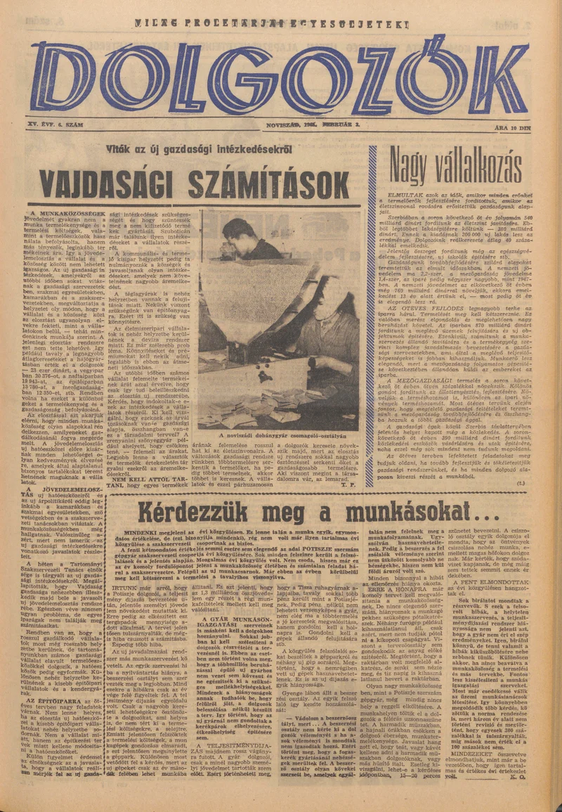 Dolgozók, 15. évf. 1961. február 2. 6. sz.