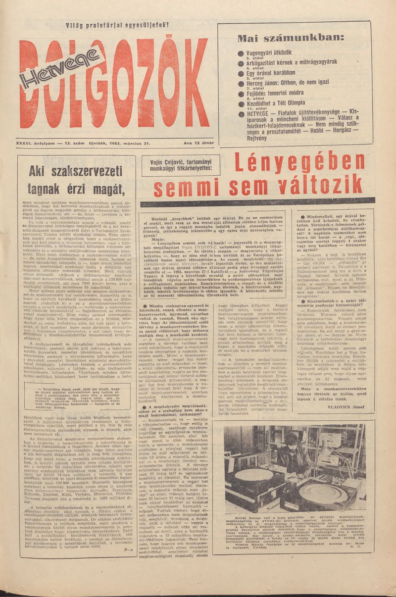 Dolgozók, 37. évf. 1983. március 31. 13. sz.