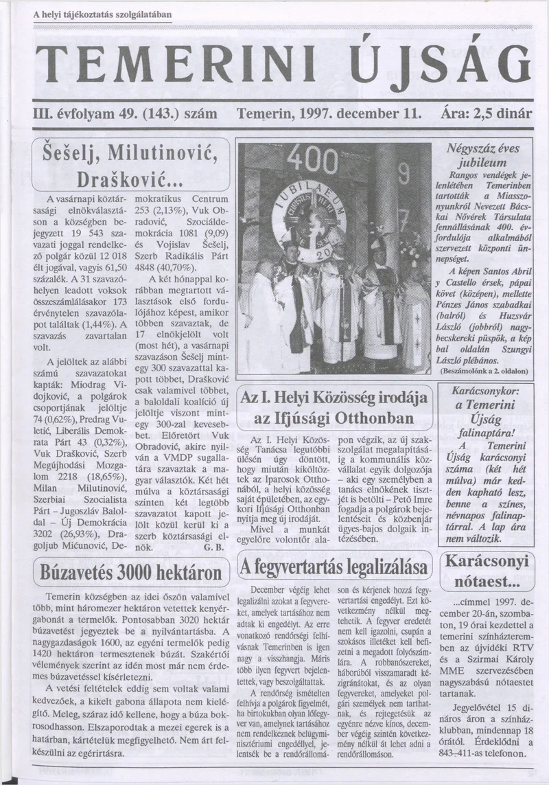 Temerini Újság, 3. évf. 1997. december 11. 49. sz.