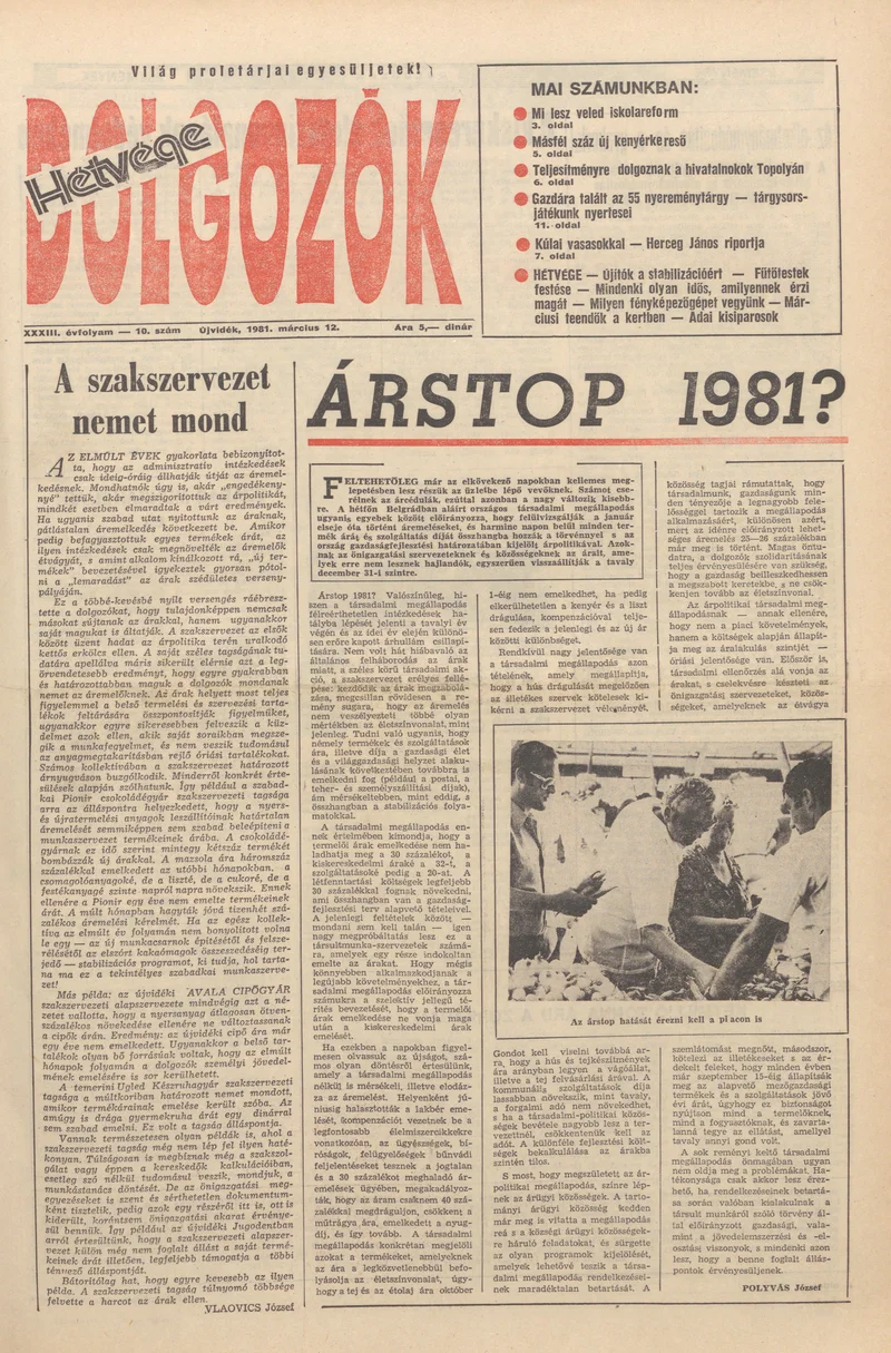 Dolgozók, 35. évf. 1981. március 12. 10. sz.