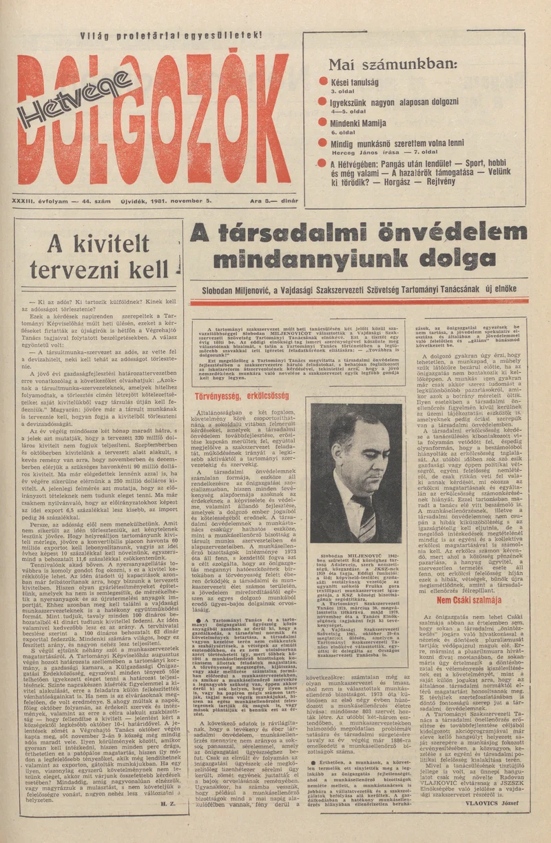 Dolgozók, 35. évf. 1981. november 5. 44. sz.