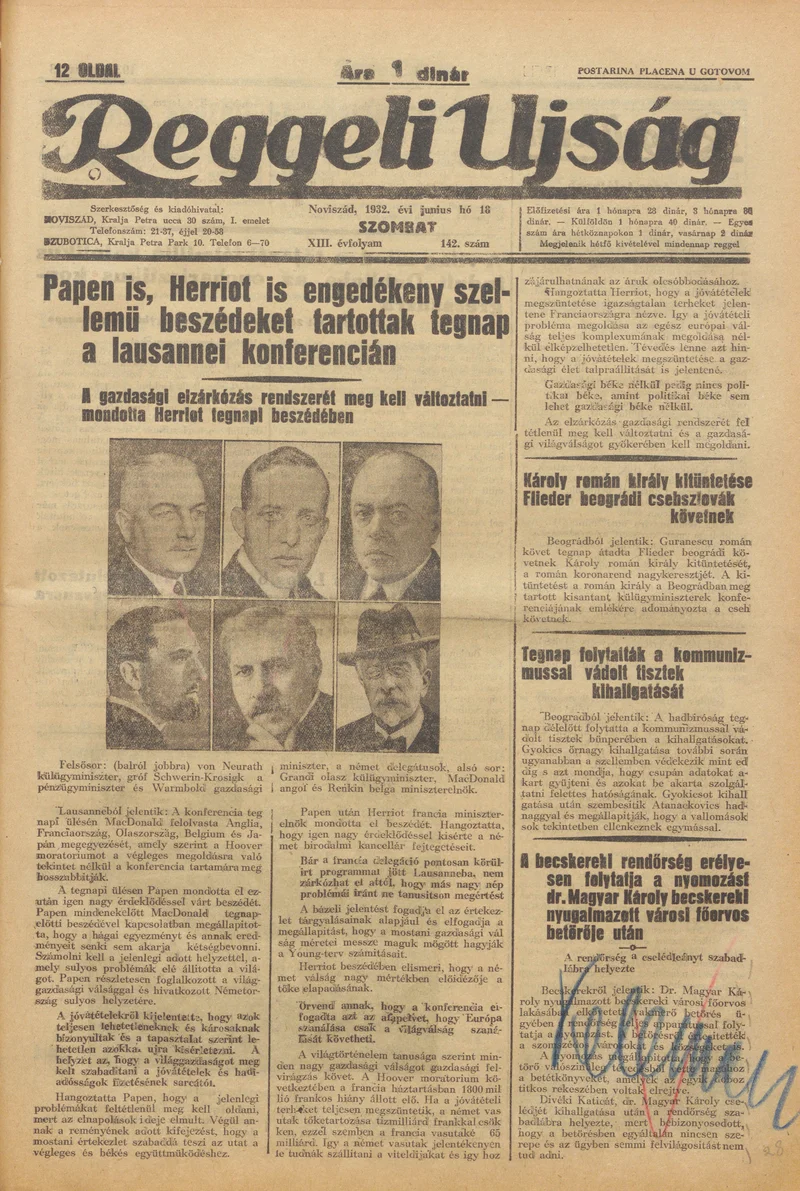 Reggeli Újság, 13. évf. 1932. június 18. 142. sz.