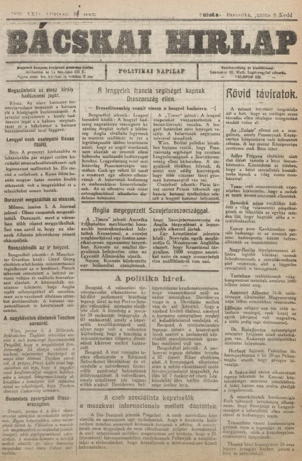 Bácskai Hirlap, 24. évf. 1970. június 7. 81. sz.