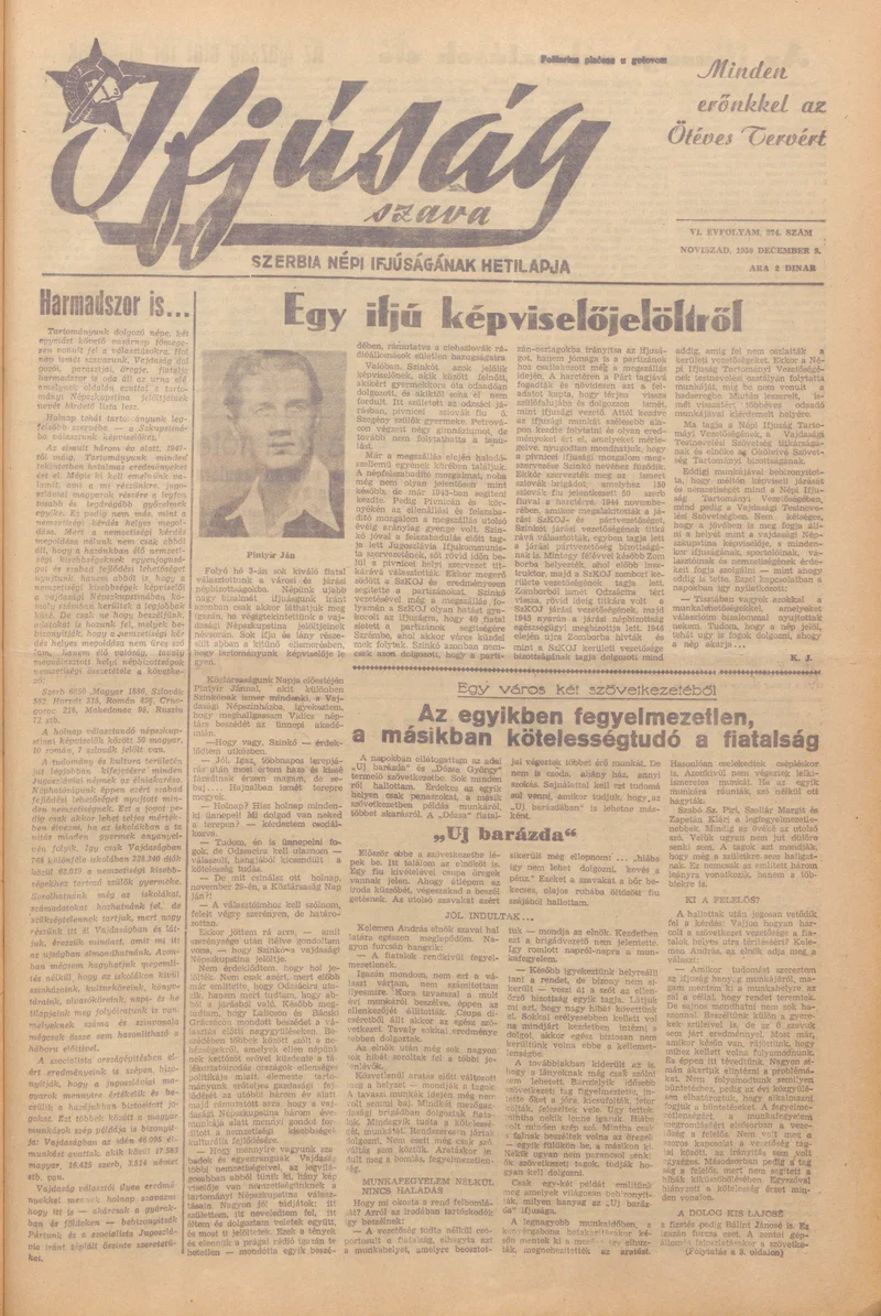 Ifjúság Szava, 6. évf. 1950. december 9. 274. sz.