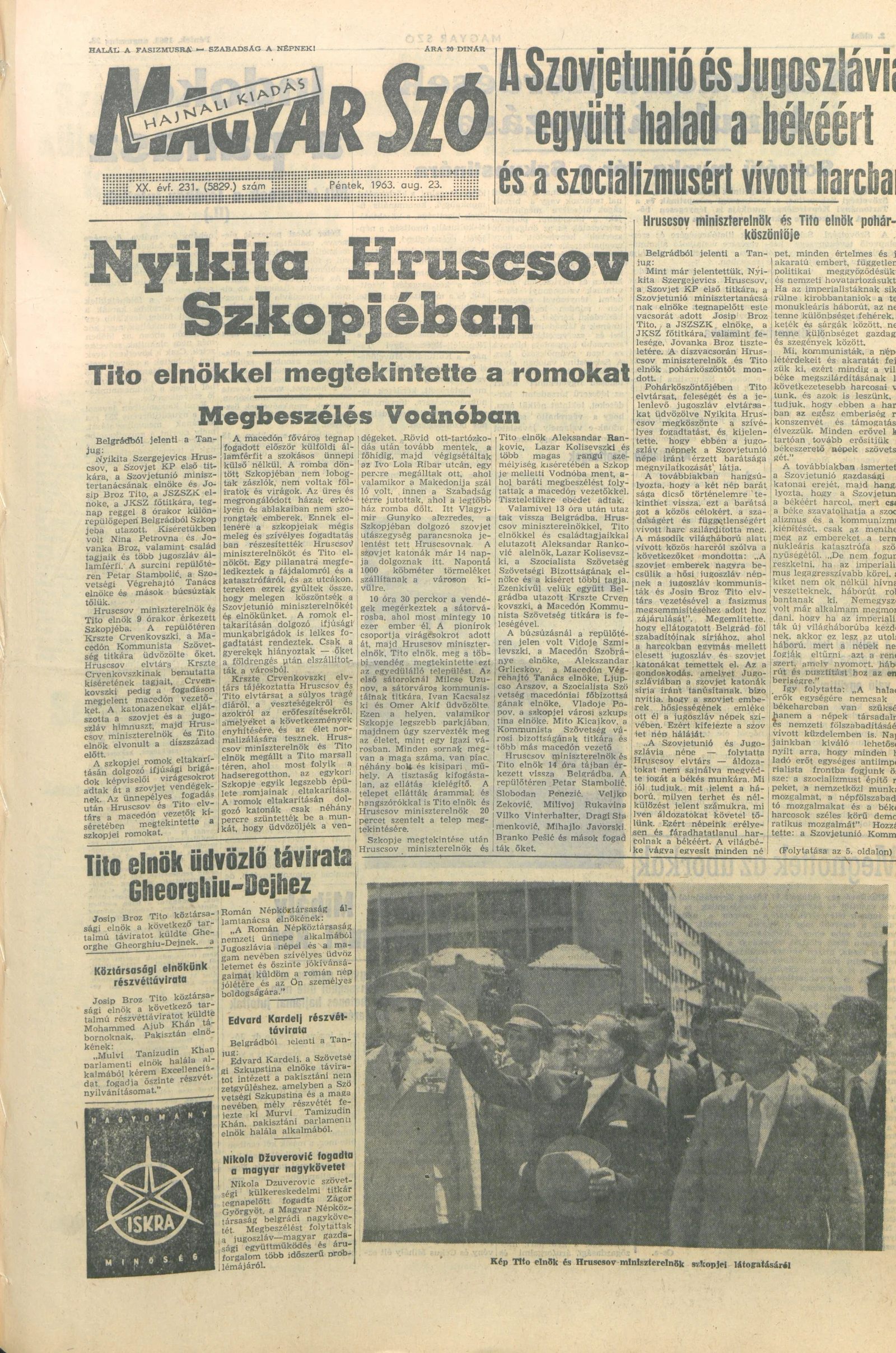 Magyar Szó, 20. évf. 1963. augusztus 23. 231. sz. 1–14. oldal