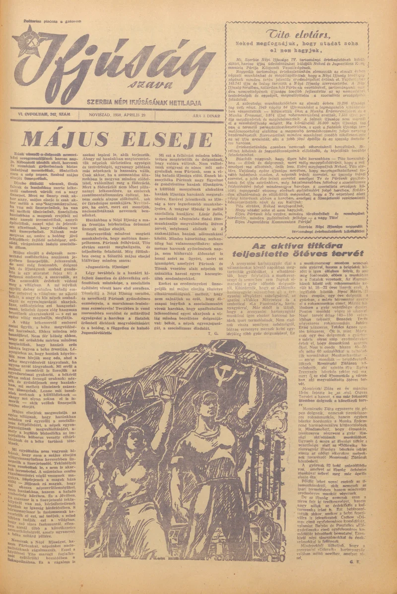 Ifjúság Szava, 6. évf. 1950. április 29. 242. sz.