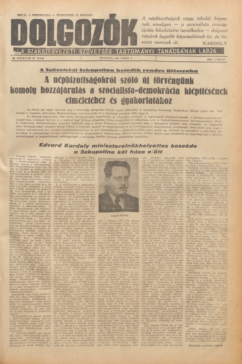 Dolgozók, 3. évf. 1949. június 3. 23. sz.